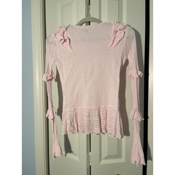 Scripted Frilled Long Sleeve Top/Blouse Petite - Picture 2 of 5